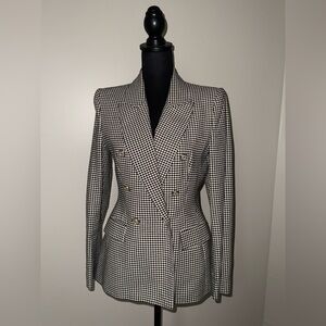 Zara Black and White Houndstooth Blazer